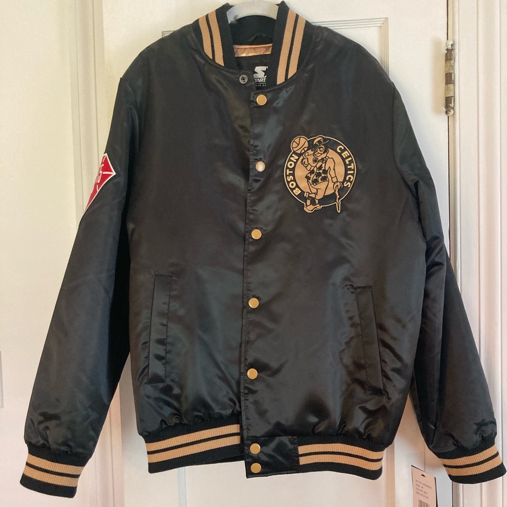 STARTER Black and Gold Boston Celtics Bomber Jacket